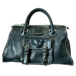 Y2K Chloe Edith Leather Satchel Messenger Oversized Crossbody Handbag